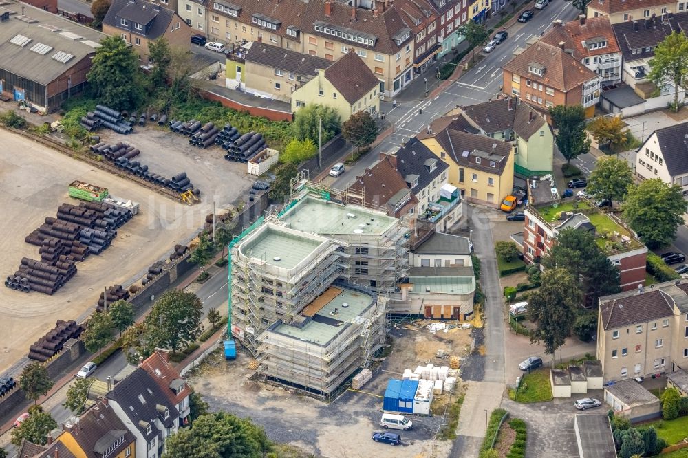 Hamm aus der Vogelperspektive: Baustelle Bürogebäude des Geschäftshauses des Stadtteilzentrum Weststadt in Hamm im Bundesland Nordrhein-Westfalen, Deutschland