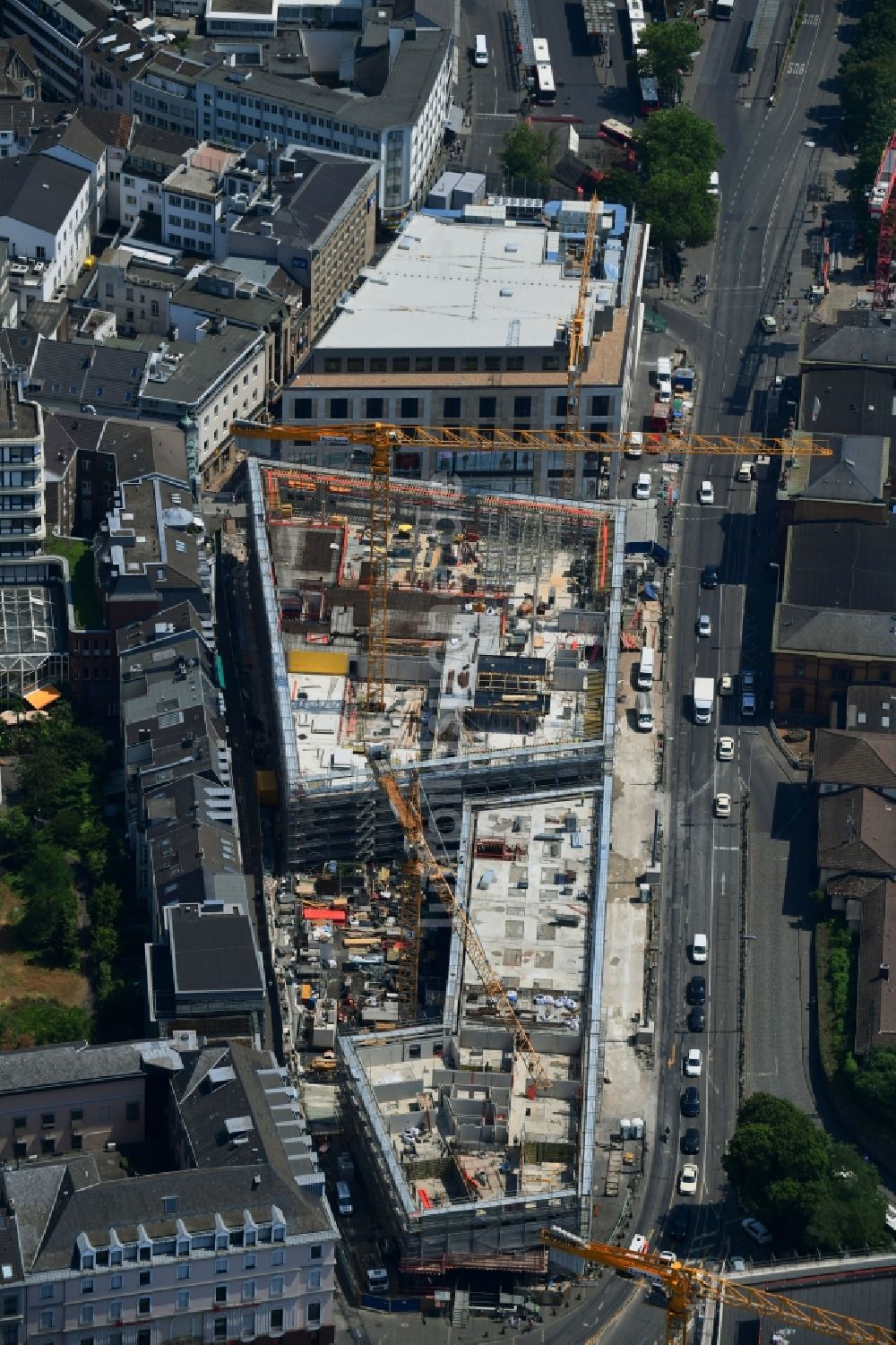 Luftbild Bonn - Baustelle Bürogebäude des Geschäftshauses Urban Soul im Zentrum in Bonn im Bundesland Nordrhein-Westfalen, Deutschland