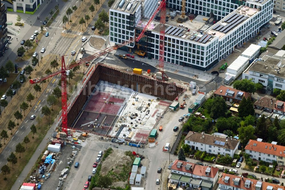 Luftbild Karlsruhe - Baustelle Bürogebäude des Geschäftshauses der WBV weisenburger bau + verwaltung gmbh im Bundesland Baden-Württemberg, Deutschland