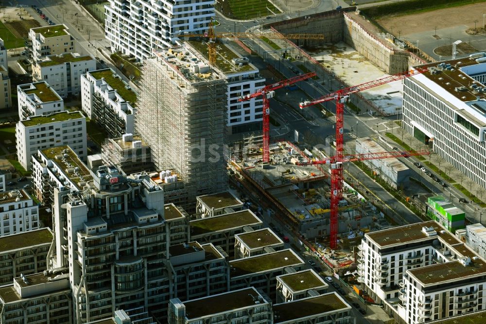 Luftbild Frankfurt am Main - Baustelle Bürogebäude des Geschäftshauses ZEBRA im Ortsteil Gallus in Frankfurt am Main im Bundesland Hessen, Deutschland