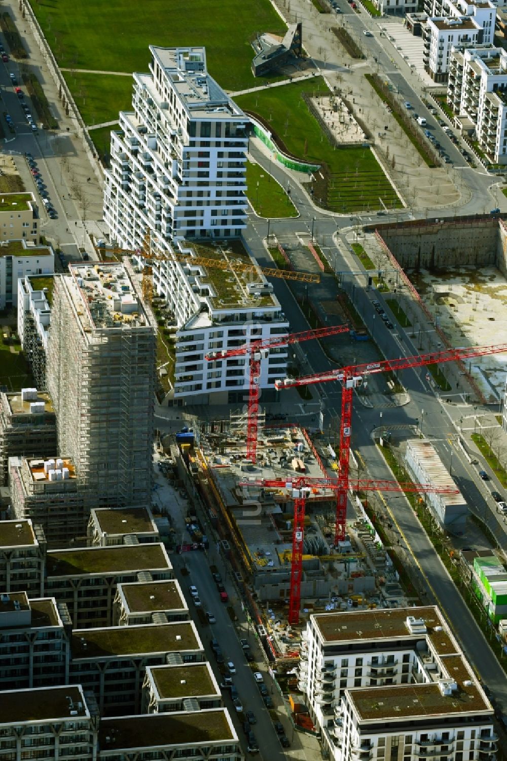 Frankfurt am Main aus der Vogelperspektive: Baustelle Bürogebäude des Geschäftshauses ZEBRA im Ortsteil Gallus in Frankfurt am Main im Bundesland Hessen, Deutschland