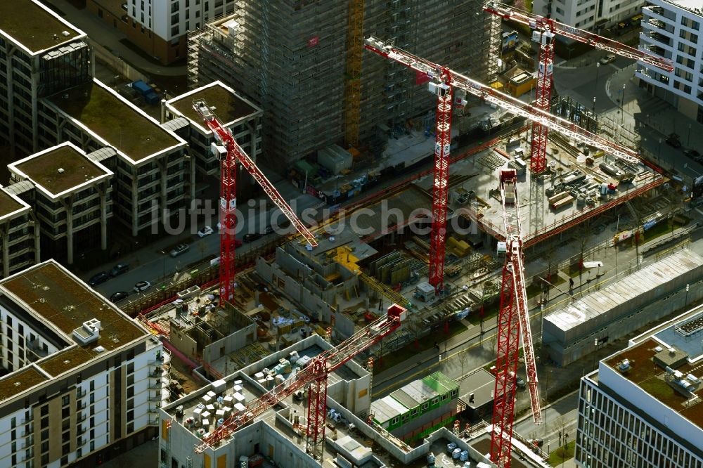 Luftbild Frankfurt am Main - Baustelle Bürogebäude des Geschäftshauses ZEBRA im Ortsteil Gallus in Frankfurt am Main im Bundesland Hessen, Deutschland