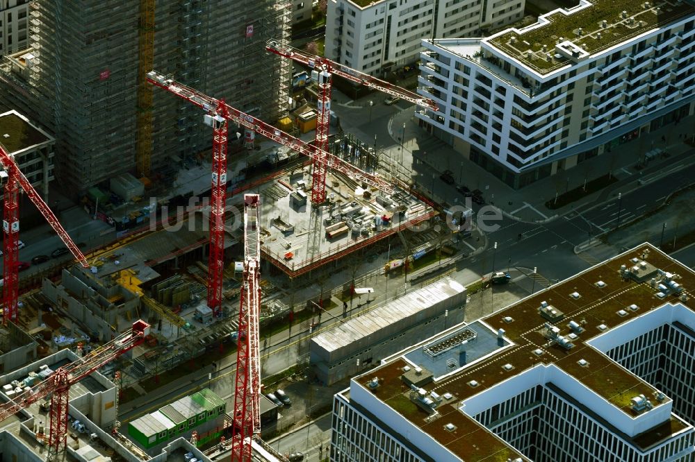 Luftaufnahme Frankfurt am Main - Baustelle Bürogebäude des Geschäftshauses ZEBRA im Ortsteil Gallus in Frankfurt am Main im Bundesland Hessen, Deutschland