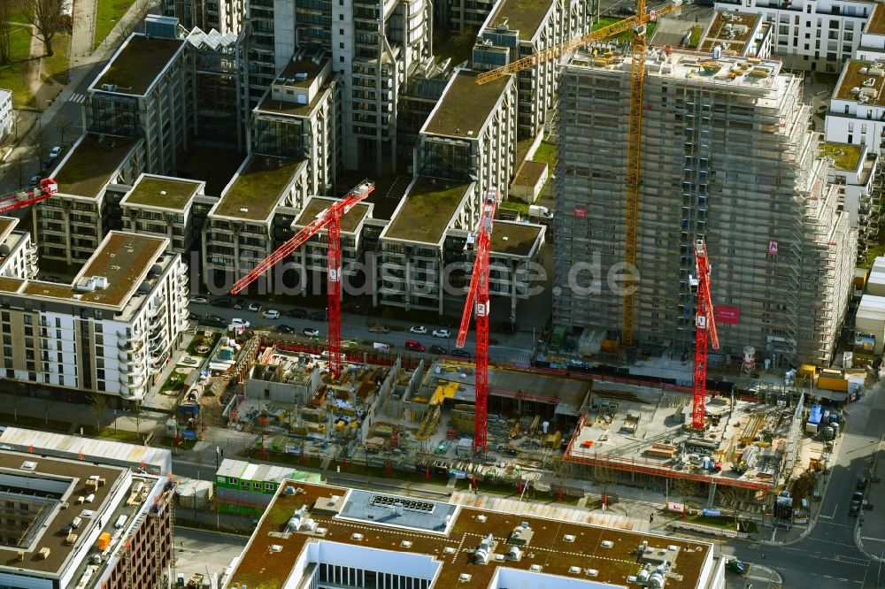 Frankfurt am Main von oben - Baustelle Bürogebäude des Geschäftshauses ZEBRA im Ortsteil Gallus in Frankfurt am Main im Bundesland Hessen, Deutschland