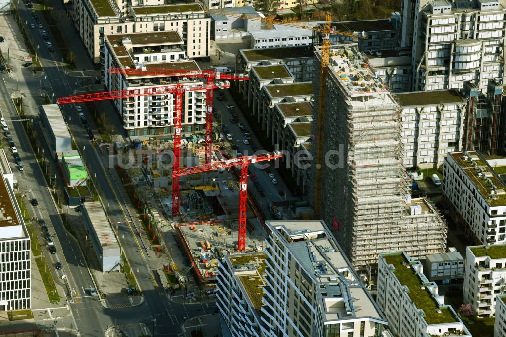 Luftbild Frankfurt am Main - Baustelle Bürogebäude des Geschäftshauses ZEBRA im Ortsteil Gallus in Frankfurt am Main im Bundesland Hessen, Deutschland