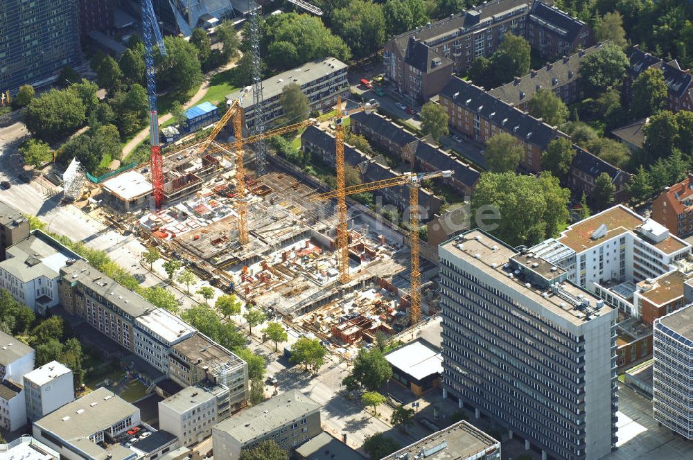 Hamburg aus der Vogelperspektive: Baustelle Bürogebäude in Hamburg Sankt Georg