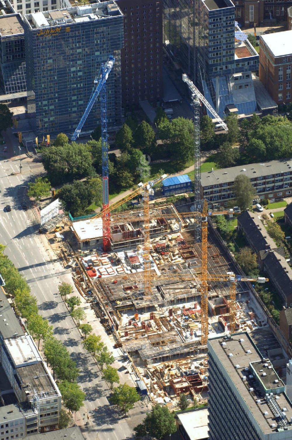 Luftaufnahme Hamburg - Baustelle Bürogebäude in Hamburg Sankt Georg