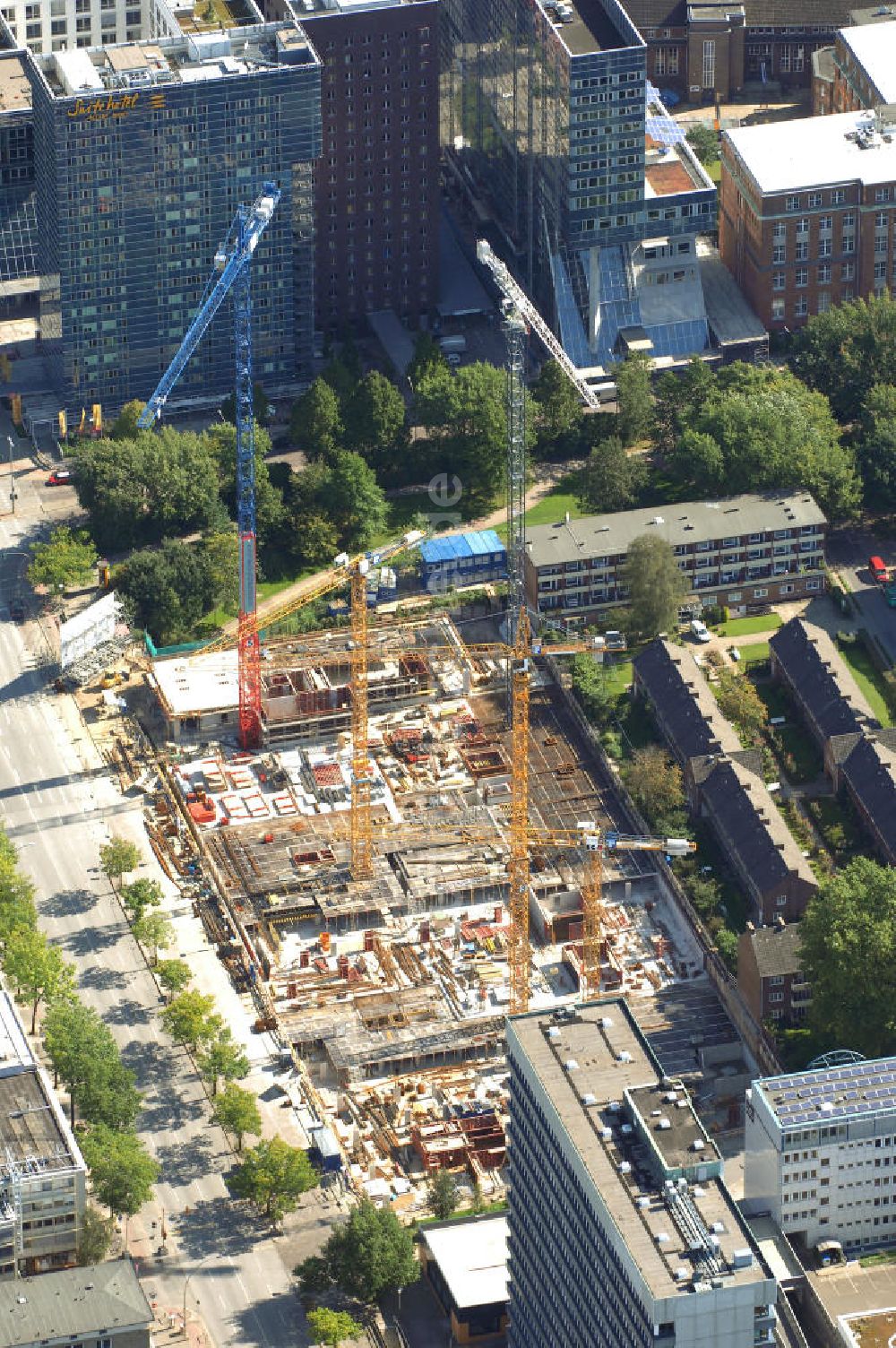 Hamburg von oben - Baustelle Bürogebäude in Hamburg Sankt Georg