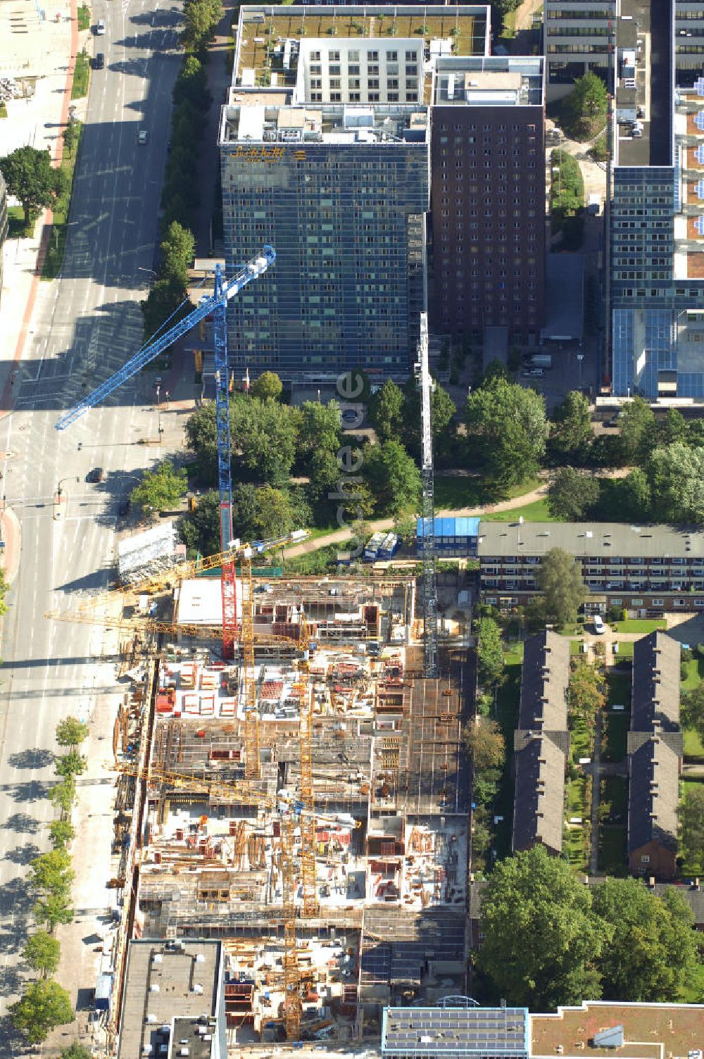 Luftbild Hamburg - Baustelle Bürogebäude in Hamburg Sankt Georg