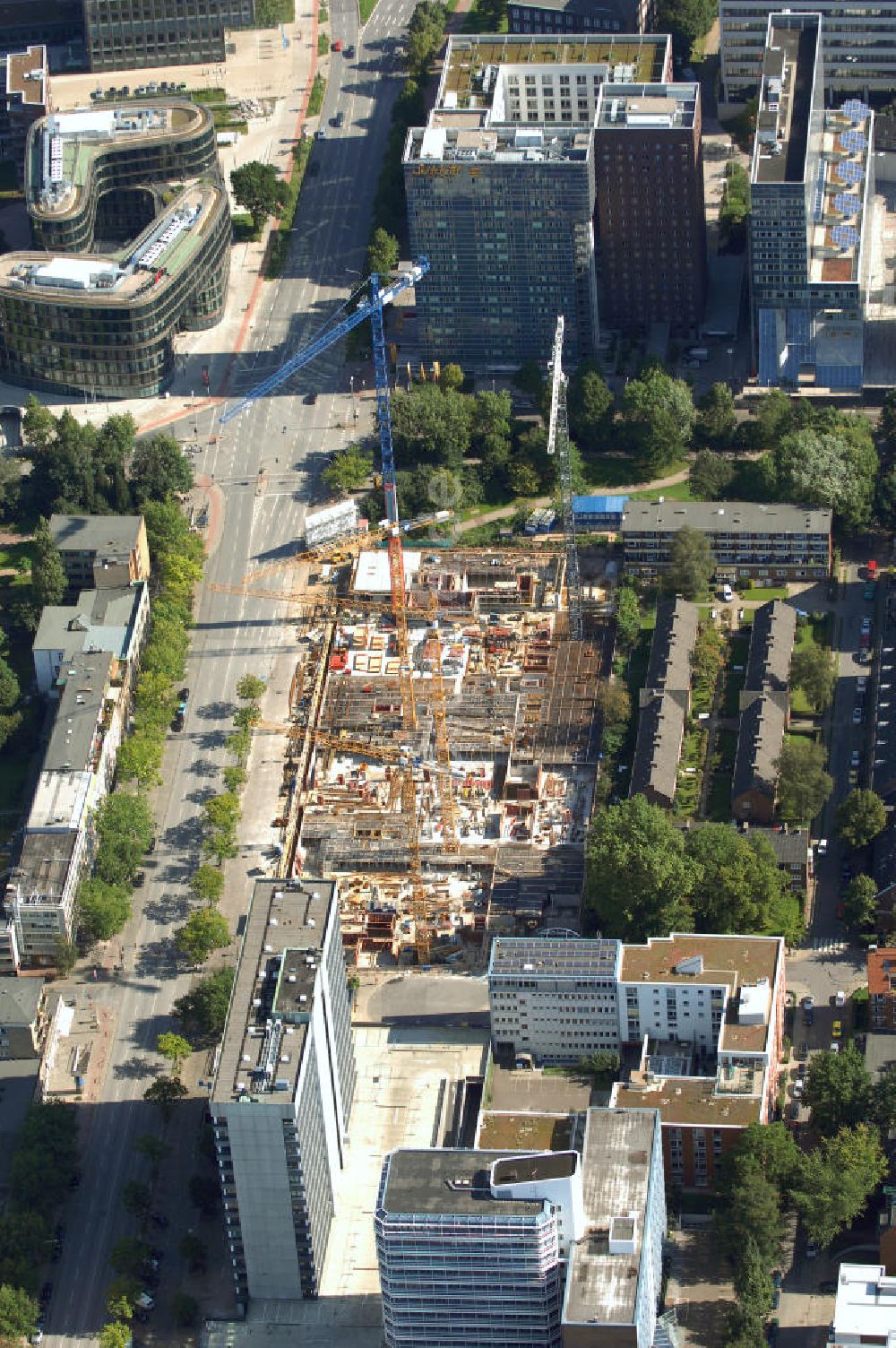 Luftaufnahme Hamburg - Baustelle Bürogebäude in Hamburg Sankt Georg