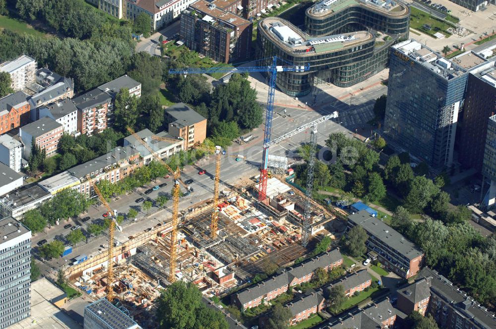 Hamburg von oben - Baustelle Bürogebäude in Hamburg Sankt Georg