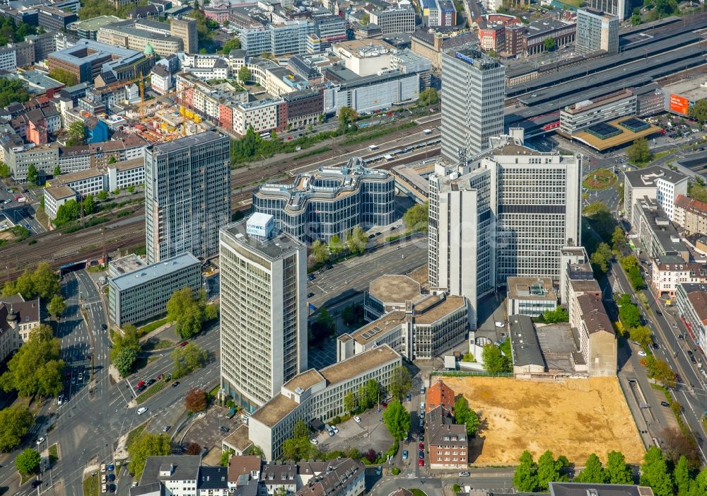 Essen von oben - Baustelle Bürogebäude des Thyssenhauses in Essen im Bundesland Nordrhein-Westfalen