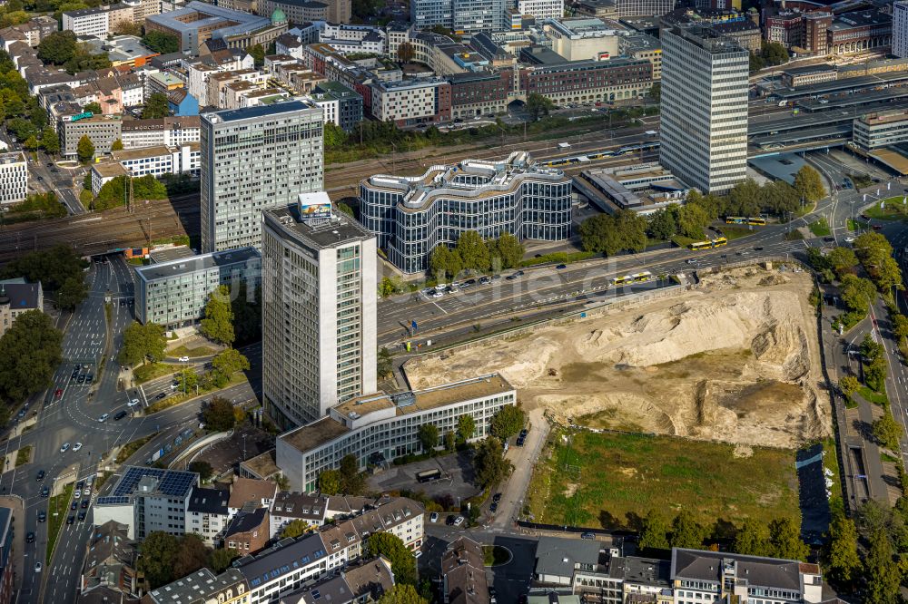 Luftaufnahme Essen - Baustelle Bürogebäude des Thyssenhauses in Essen im Bundesland Nordrhein-Westfalen