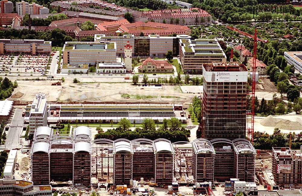 München/ Bayern von oben - Baustelle für das Büroviertel Uptown München