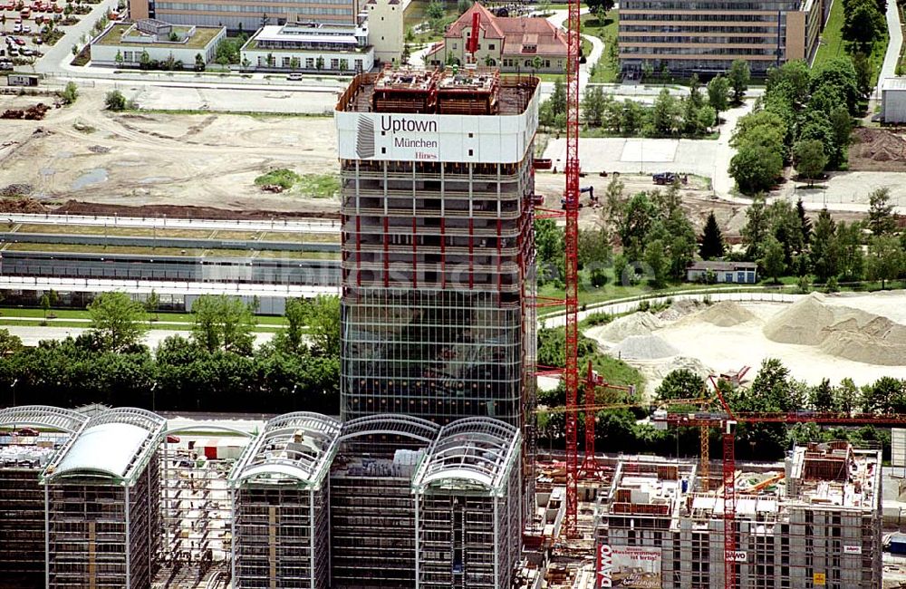 München/ Bayern aus der Vogelperspektive: Baustelle für das Büroviertel Uptown München