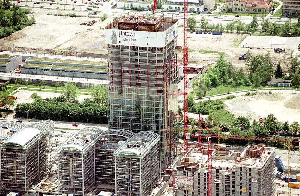 Luftbild München/ Bayern - Baustelle für das Büroviertel Uptown München