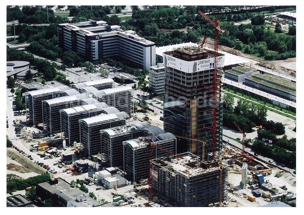 München/ Bayern von oben - Baustelle für das Büroviertel Uptown München