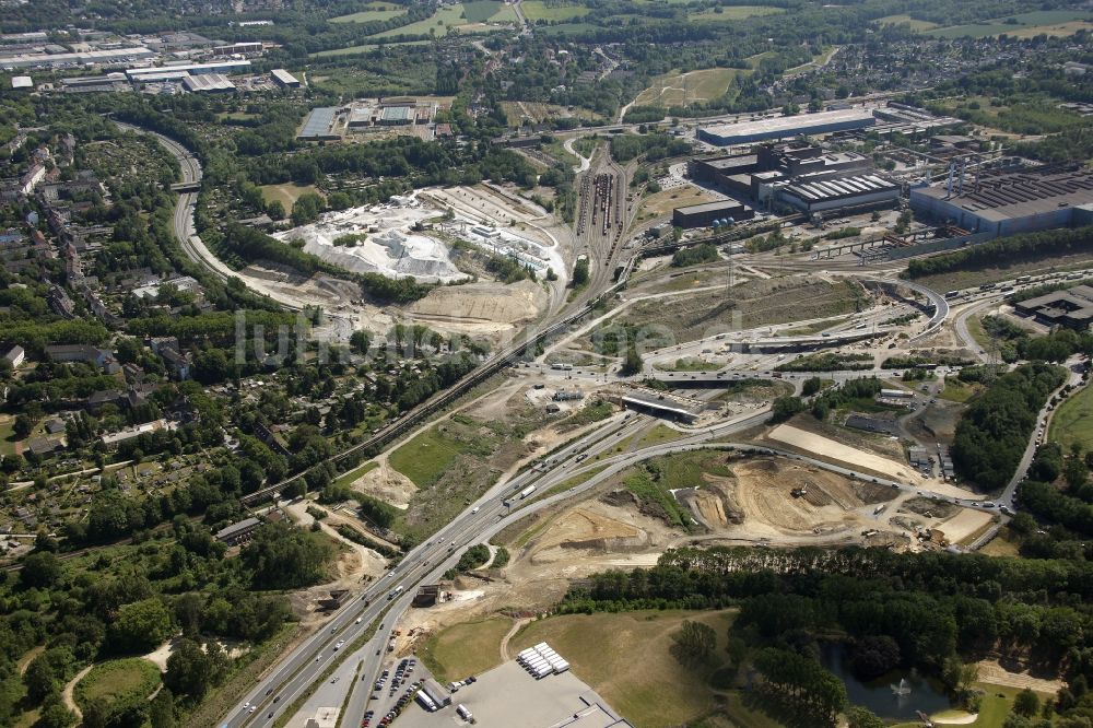 Luftbild Bochum - Baustelle der Bundesautobahn 40 in Bochum im Bundesland Nordrhein-Westfalen