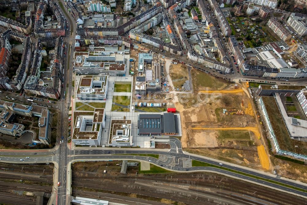 Luftaufnahme Düsseldorf - Baustelle am Campus- Gebäude der Fachhochschule Hochschule Düsseldorf - Campus Derendorf in Düsseldorf im Bundesland Nordrhein-Westfalen