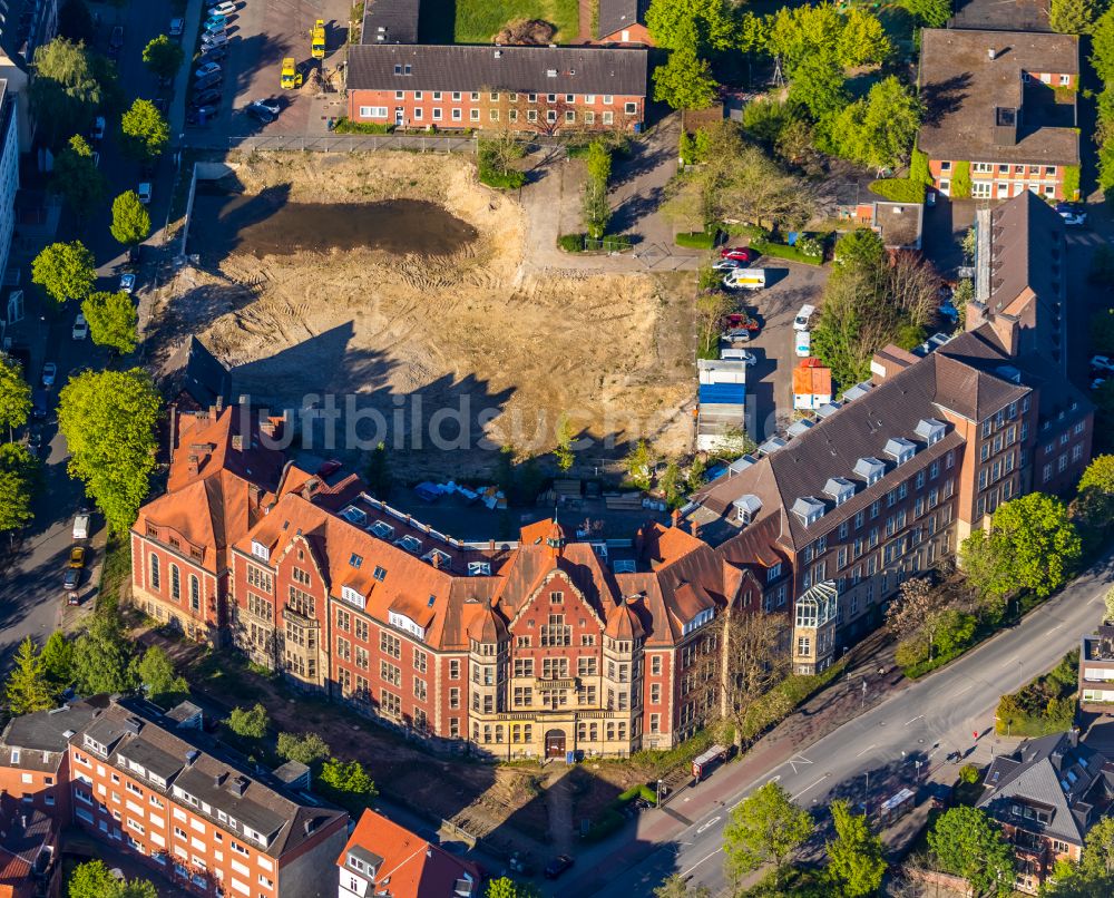 Luftaufnahme Münster - Baustelle Campus der FH Münster zum Neubau des Hüffer-Campus in Münster im Bundesland Nordrhein-Westfalen, Deutschland