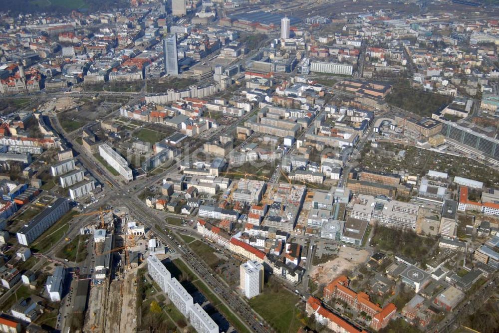 Luftaufnahme Leipzig - Baustelle des City-Tunnels am Bayerischen Bahnhof in Leipzig.