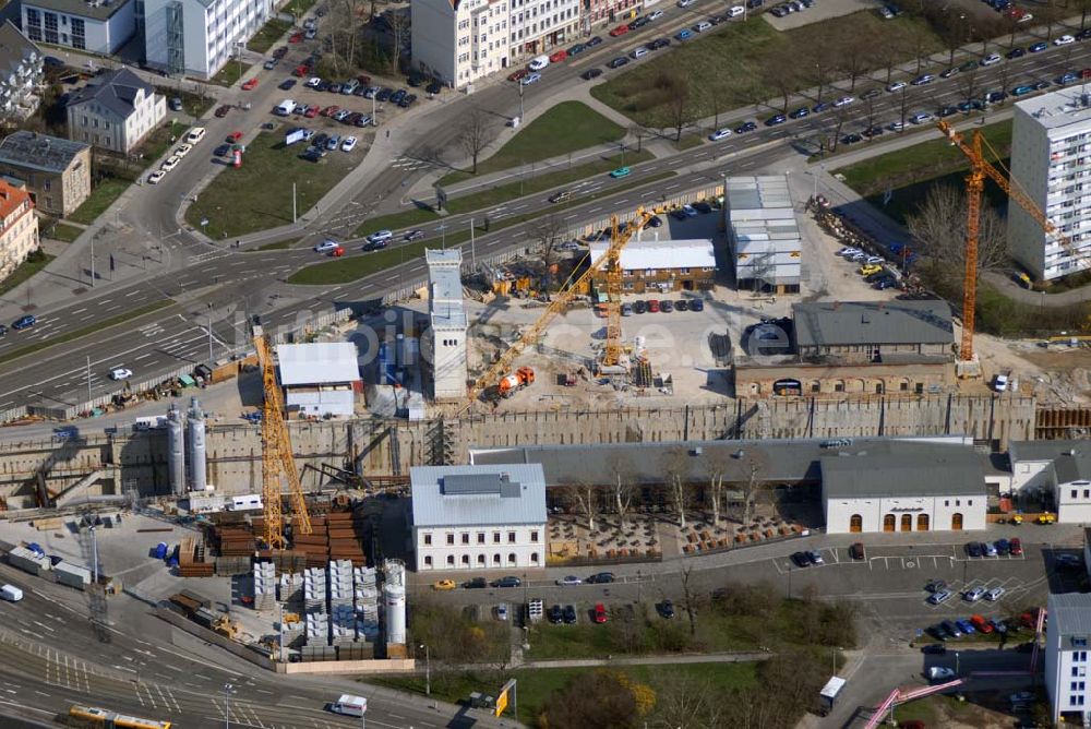 Leipzig von oben - Baustelle des City-Tunnels am Bayerischen Bahnhof in Leipzig.