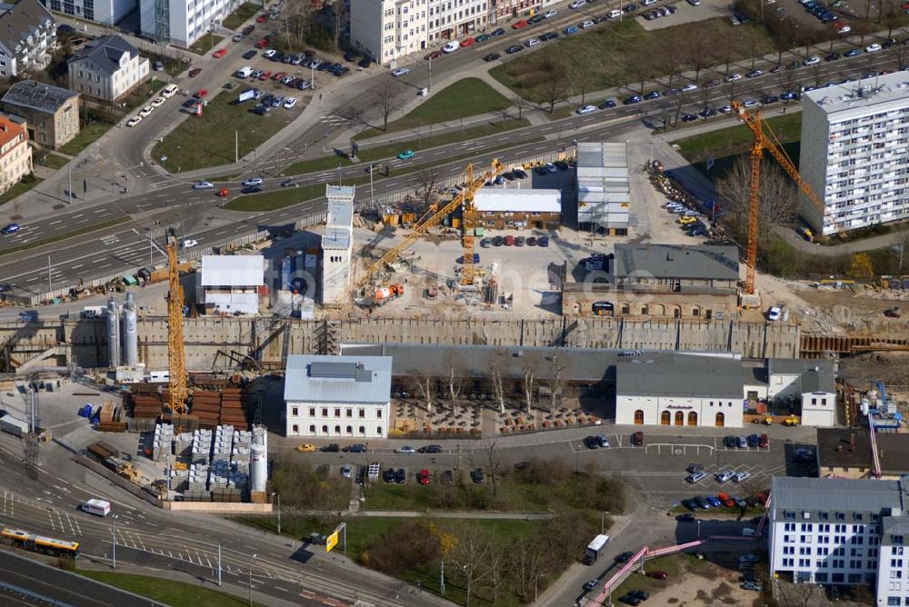 Leipzig aus der Vogelperspektive: Baustelle des City-Tunnels am Bayerischen Bahnhof in Leipzig.