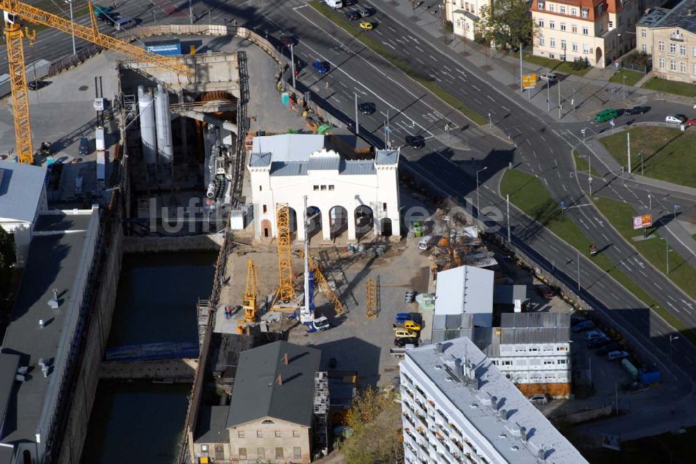 Luftaufnahme Leipzig - Baustelle des City-Tunnels am Bayerischen Bahnhof in Leipzig.