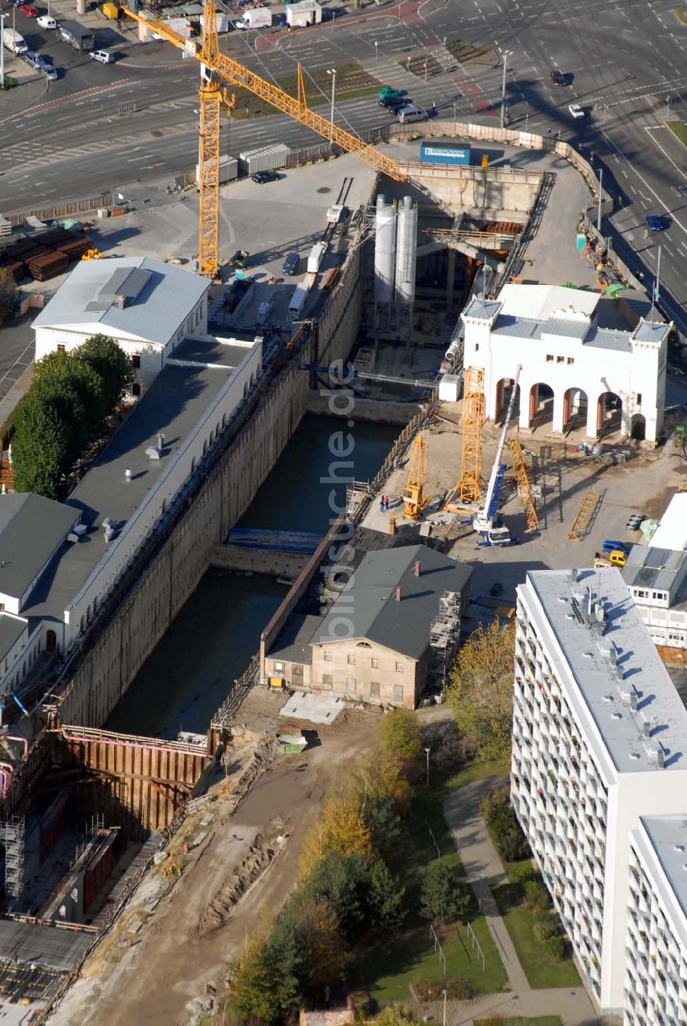 Leipzig aus der Vogelperspektive: Baustelle des City-Tunnels am Bayerischen Bahnhof in Leipzig.