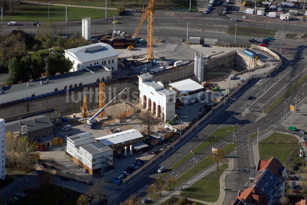 Leipzig von oben - Baustelle des City-Tunnels am Bayerischen Bahnhof in Leipzig.