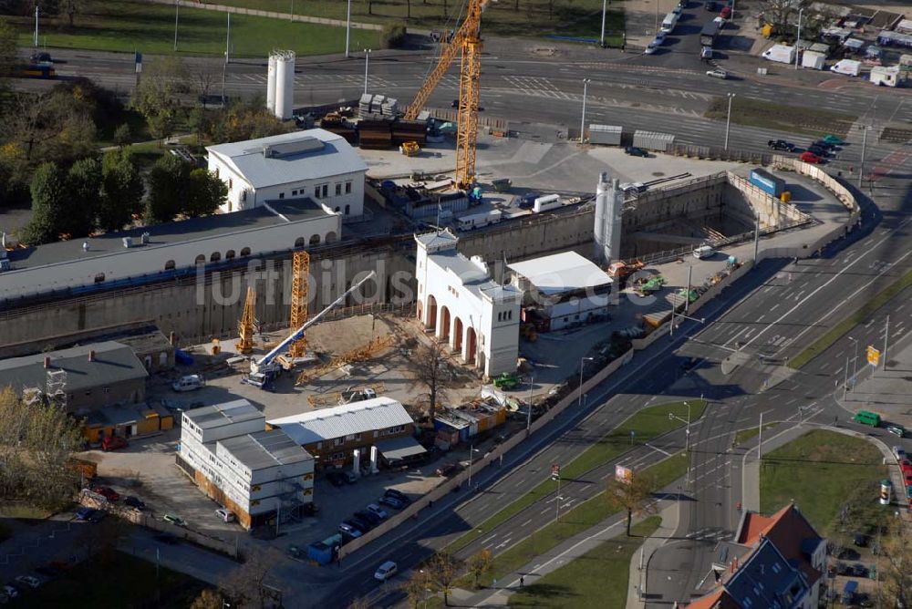 Leipzig aus der Vogelperspektive: Baustelle des City-Tunnels am Bayerischen Bahnhof in Leipzig.