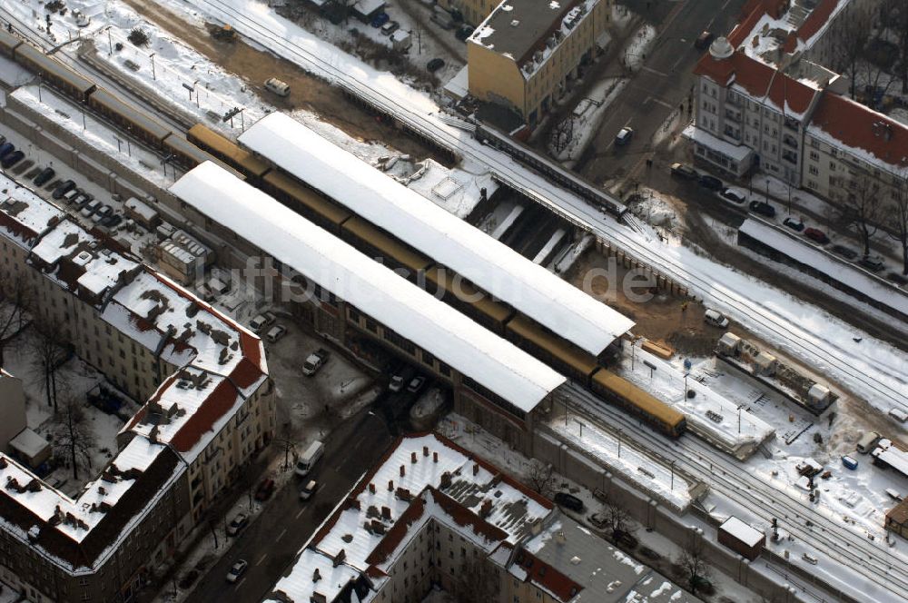 Berlin aus der Vogelperspektive: Baustelle / constraution area S-Bahn Berlin-Baumschulenweg