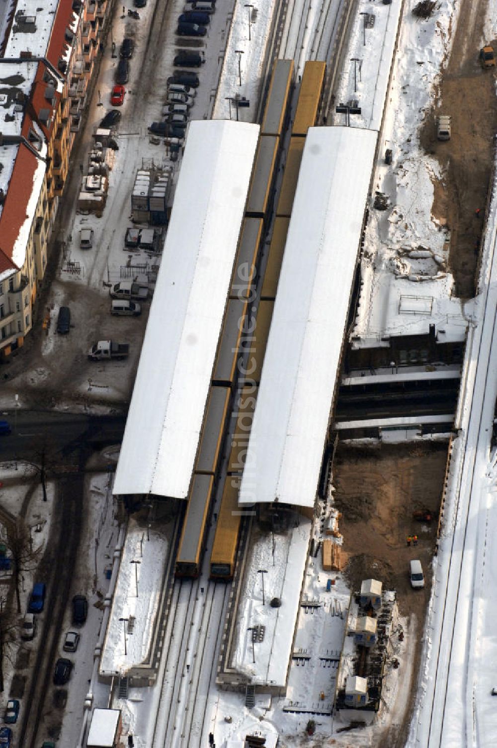 Berlin von oben - Baustelle / constraution area S-Bahn Berlin-Baumschulenweg