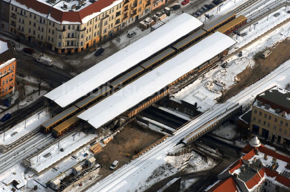 Berlin aus der Vogelperspektive: Baustelle / constraution area S-Bahn Berlin-Baumschulenweg