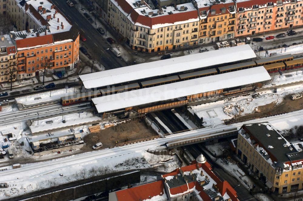 Luftbild Berlin - Baustelle / constraution area S-Bahn Berlin-Baumschulenweg