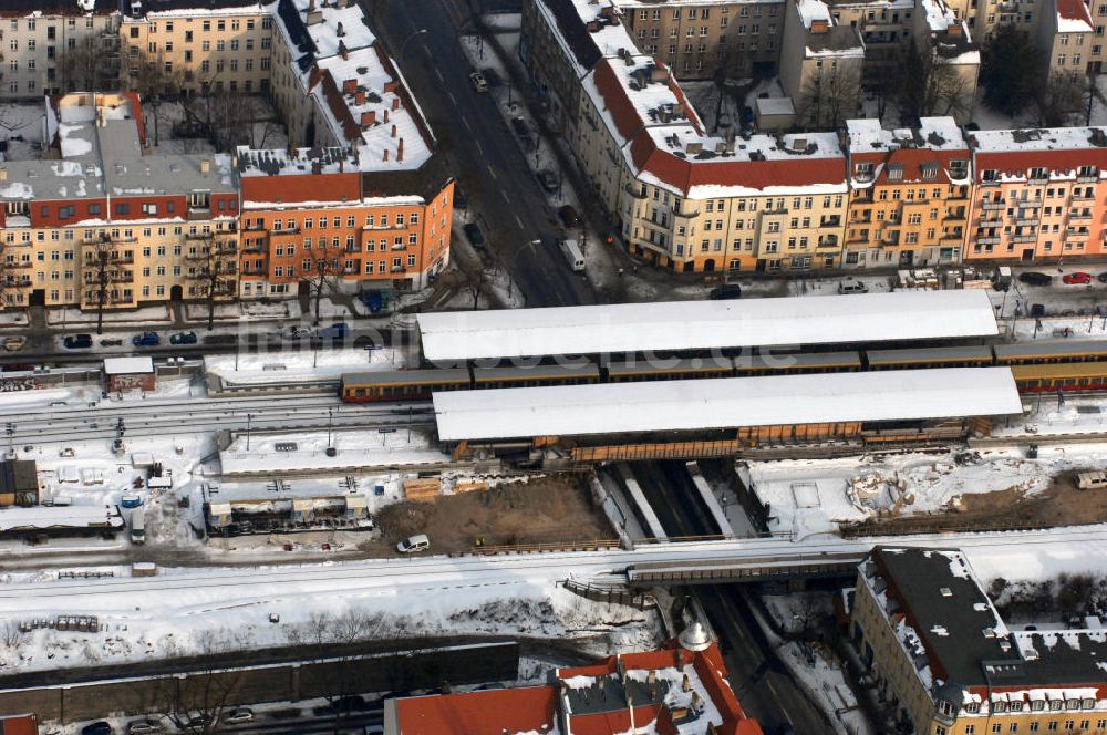 Luftaufnahme Berlin - Baustelle / constraution area S-Bahn Berlin-Baumschulenweg