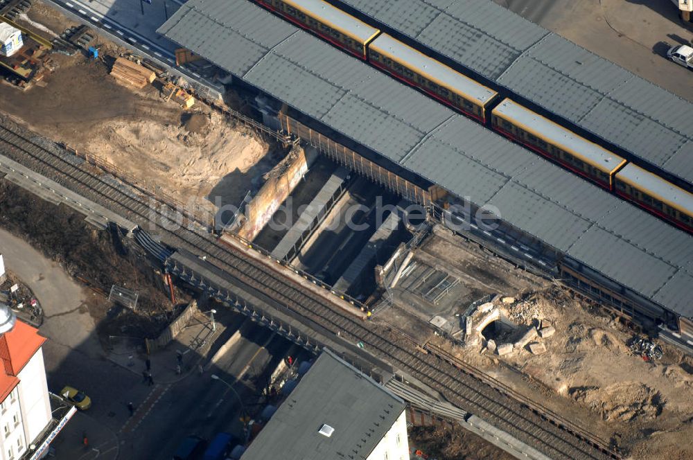 Luftbild Berlin - Baustelle / constraution area S-Bahn Berlin-Baumschulenweg