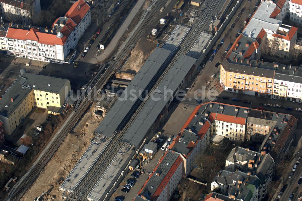 Luftaufnahme Berlin - Baustelle / constraution area S-Bahn Berlin-Baumschulenweg