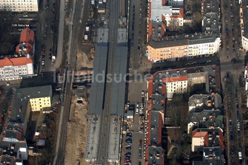 Berlin von oben - Baustelle / constraution area S-Bahn Berlin-Baumschulenweg