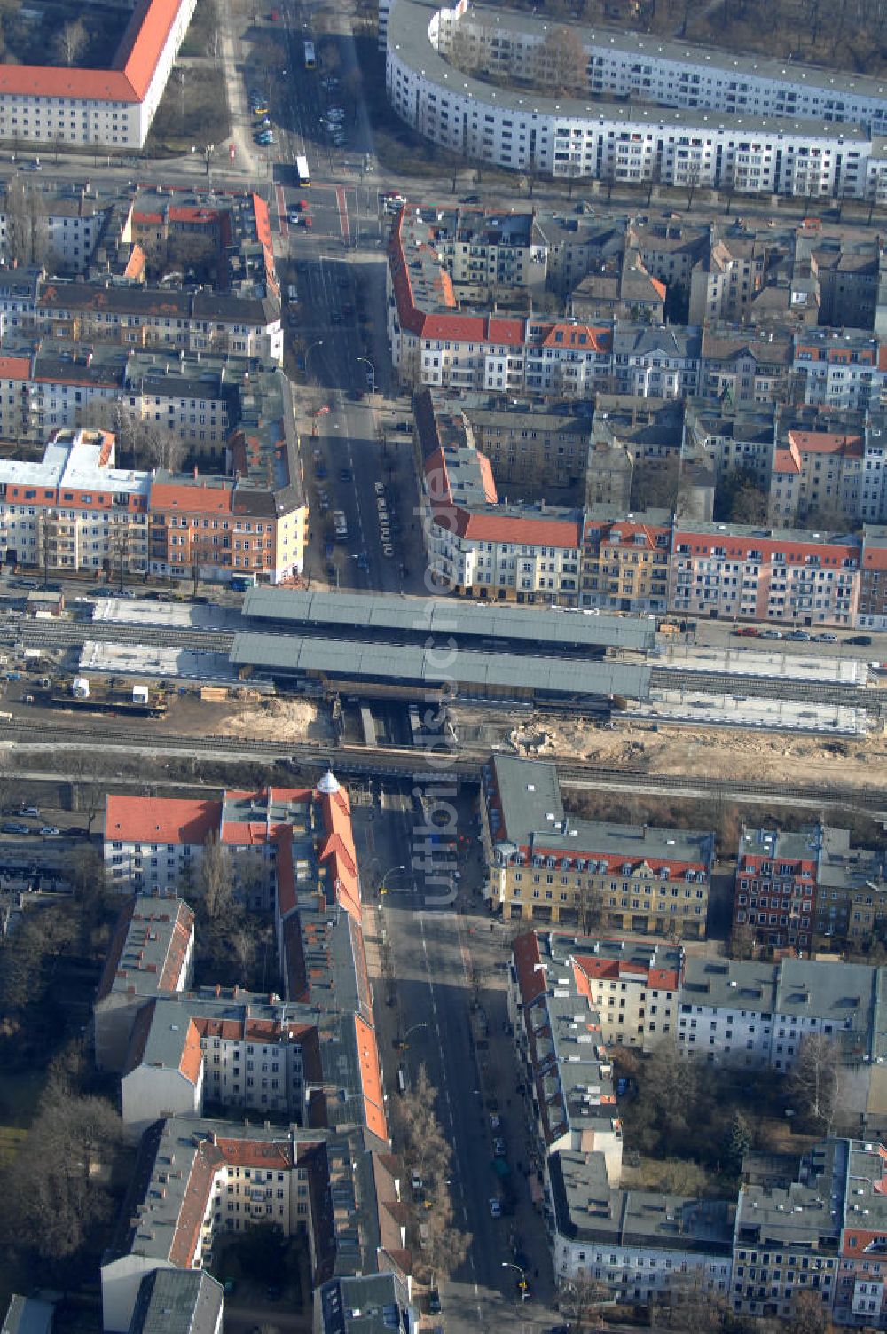 Luftbild Berlin - Baustelle / constraution area S-Bahn Berlin-Baumschulenweg