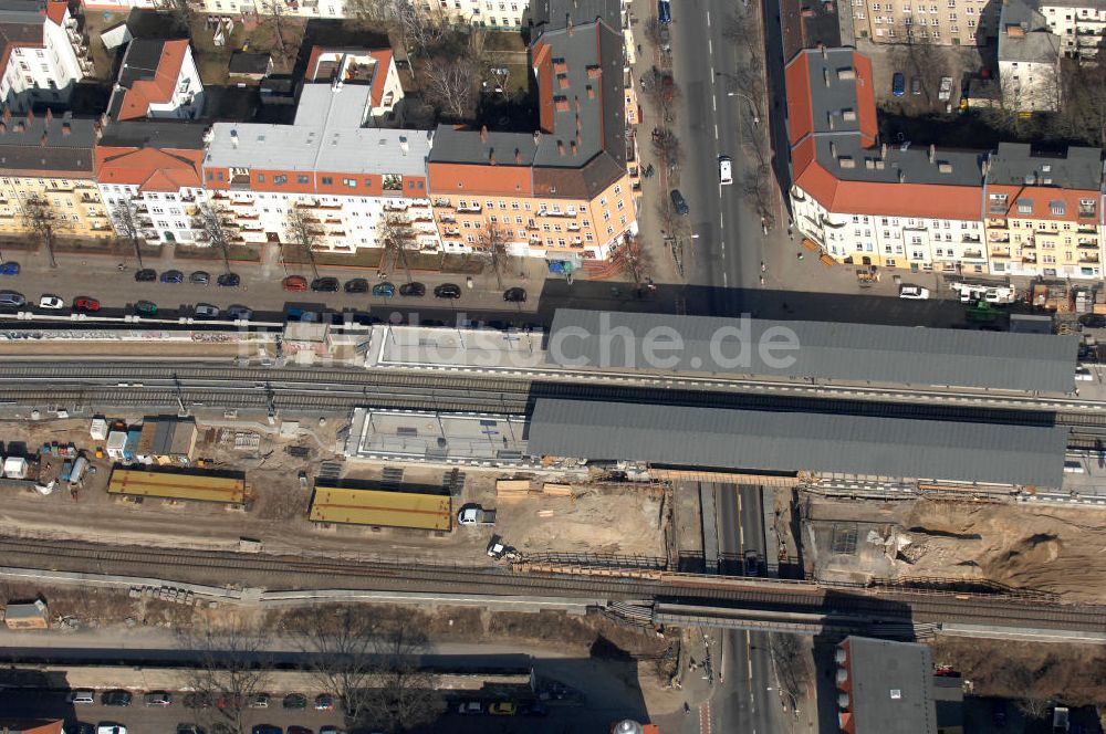 Berlin von oben - Baustelle / constraution area S-Bahn Berlin-Baumschulenweg