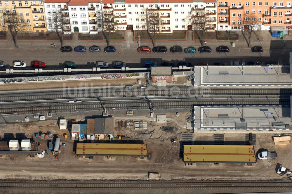 Berlin aus der Vogelperspektive: Baustelle / constraution area S-Bahn Berlin-Baumschulenweg