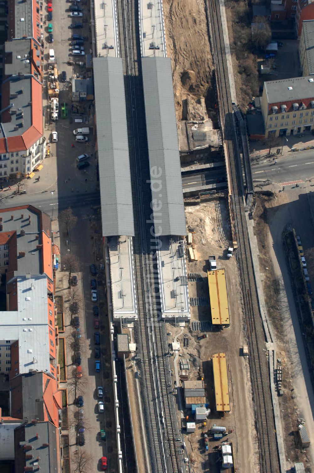 Luftbild Berlin - Baustelle / constraution area S-Bahn Berlin-Baumschulenweg