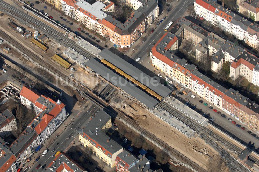 Berlin aus der Vogelperspektive: Baustelle / constraution area S-Bahn Berlin-Baumschulenweg