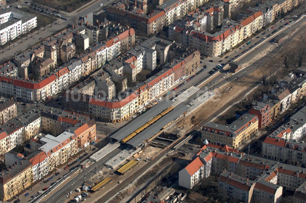 Luftaufnahme Berlin - Baustelle / constraution area S-Bahn Berlin-Baumschulenweg