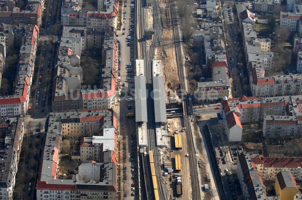 Berlin von oben - Baustelle / constraution area S-Bahn Berlin-Baumschulenweg