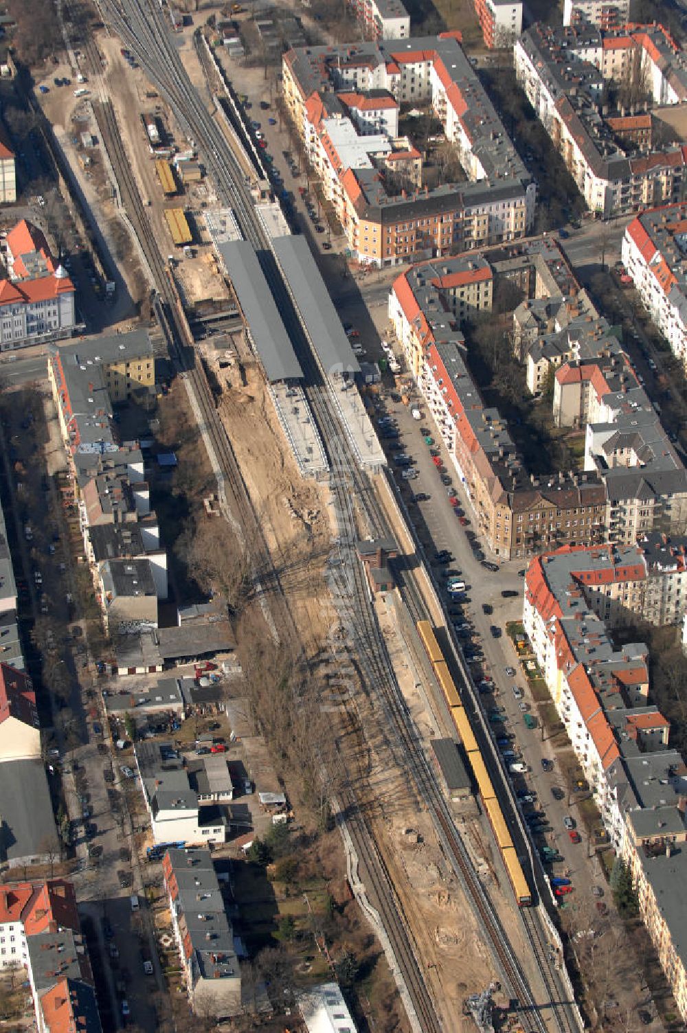 Luftbild Berlin - Baustelle / constraution area S-Bahn Berlin-Baumschulenweg