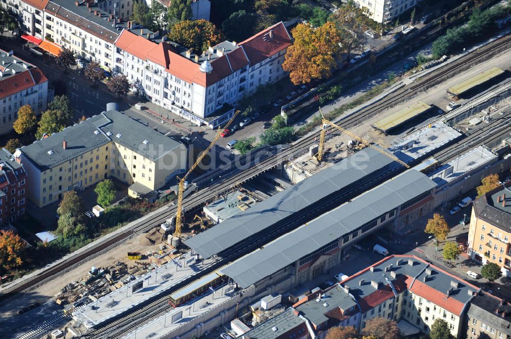 Berlin von oben - Baustelle / constraution area S-Bahn Berlin-Baumschulenweg