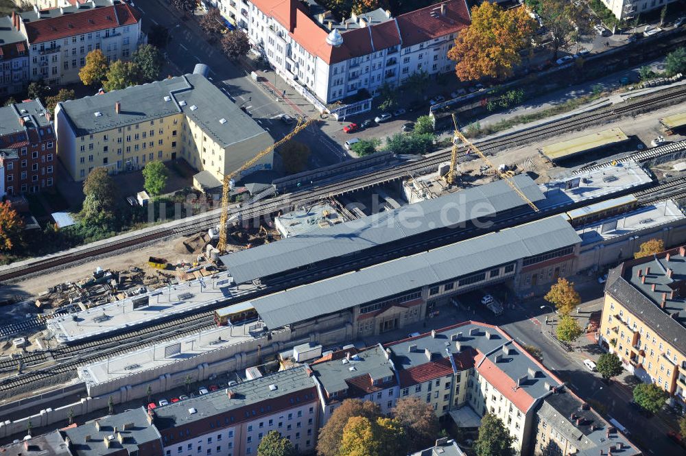 Berlin aus der Vogelperspektive: Baustelle / constraution area S-Bahn Berlin-Baumschulenweg