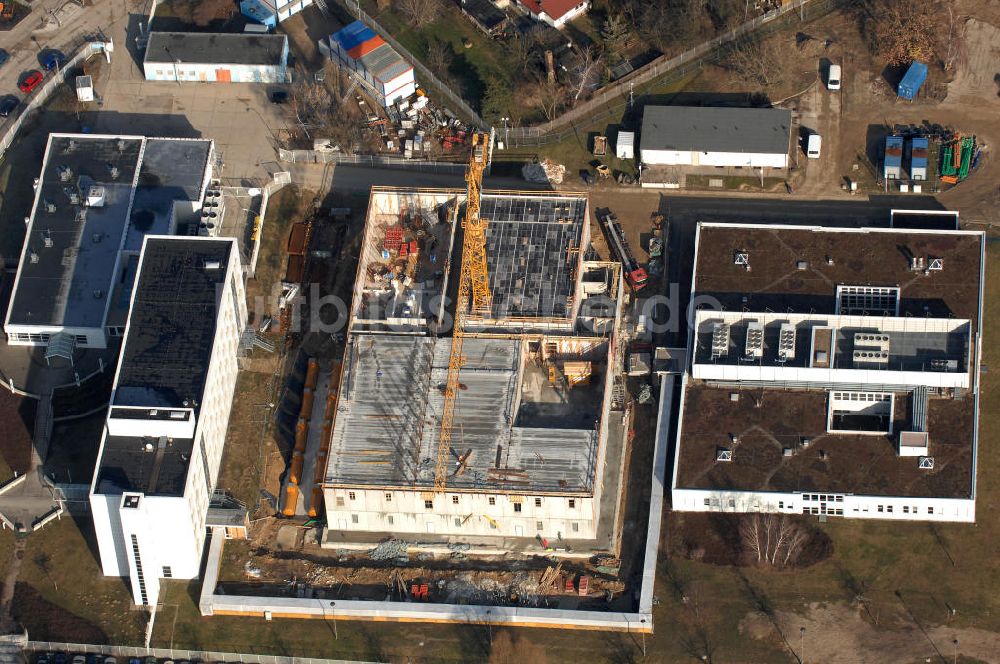 Berlin aus der Vogelperspektive: Baustelle / construction area Deutsche Bahn in Berlin-Mahlsdorf